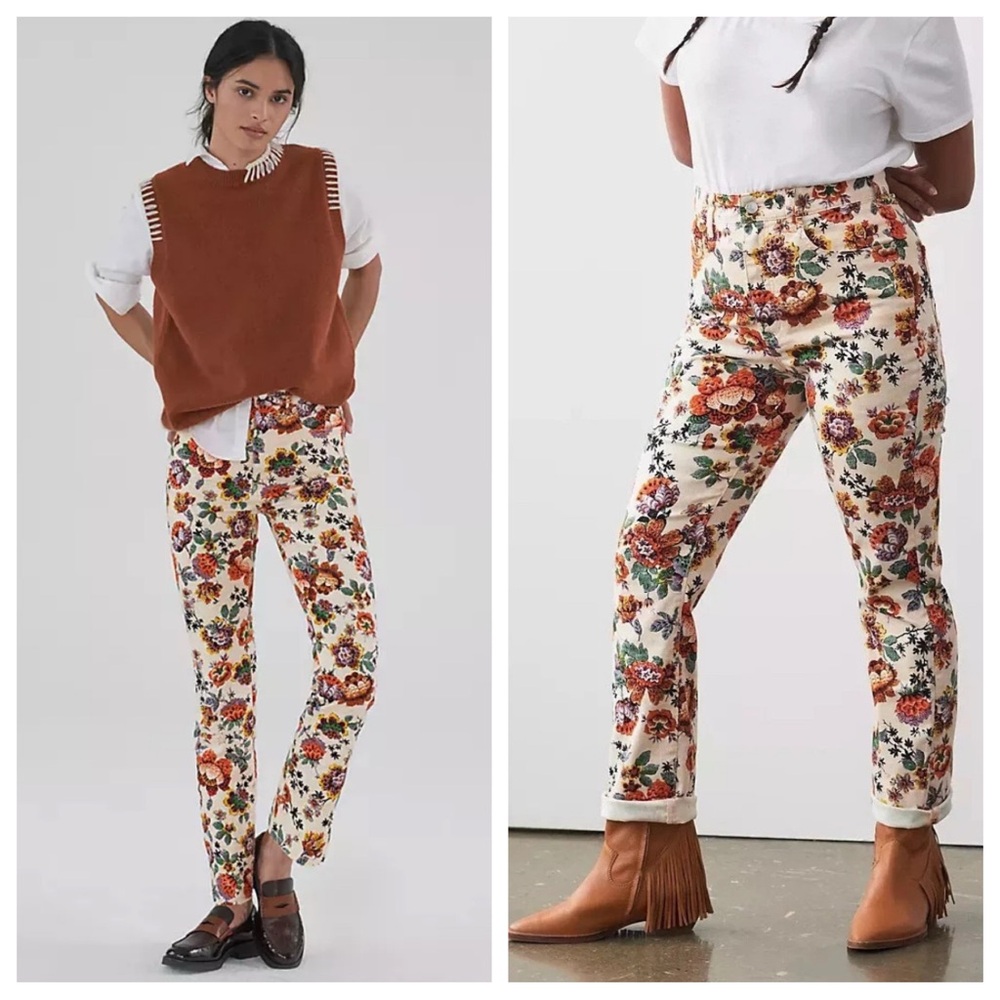 Pilcro Floral Straight Leg Pants - Multicolor